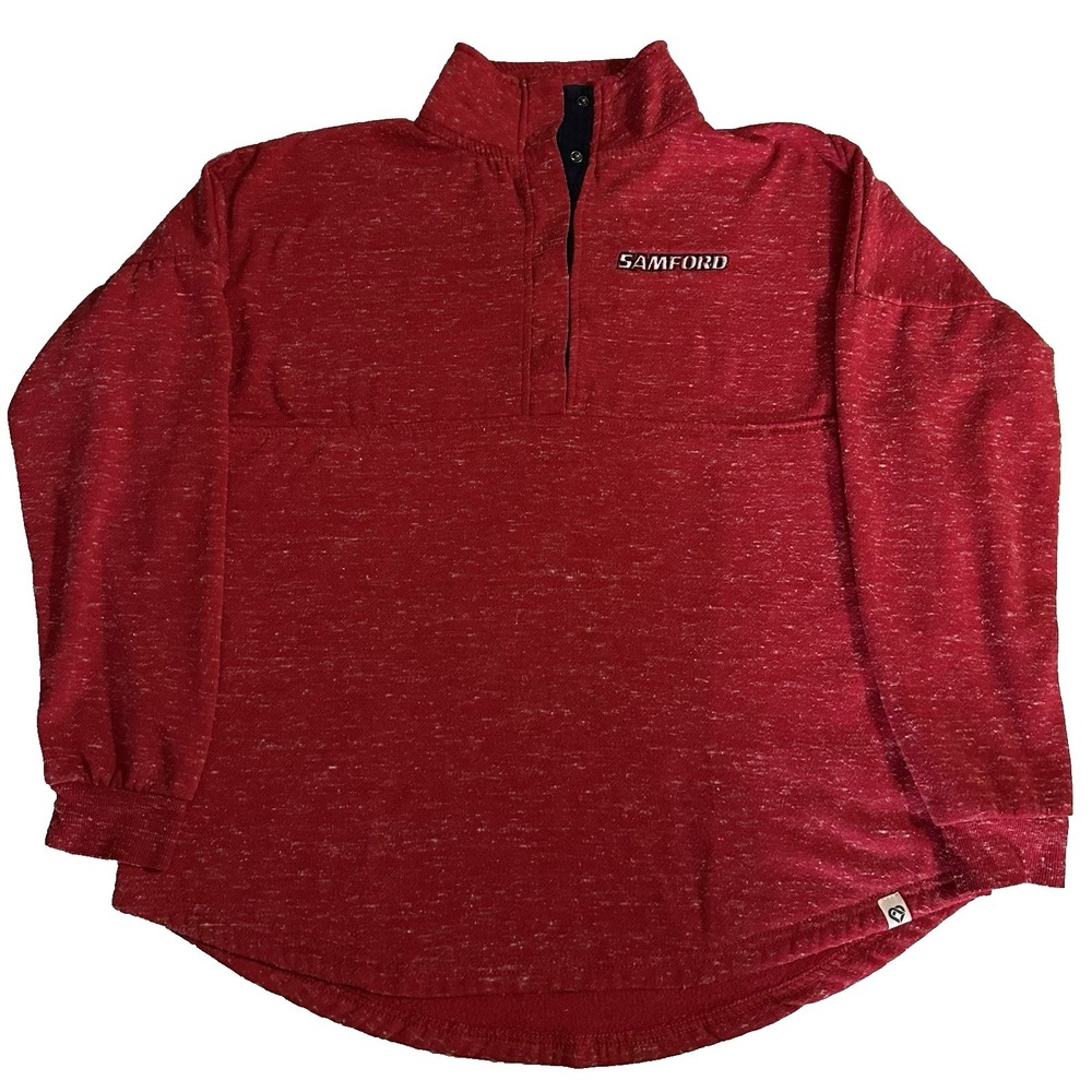 Colosseum Women's Medium Samford Bulldogs Pullover Sweatshirt Red Snap Neck Cozy